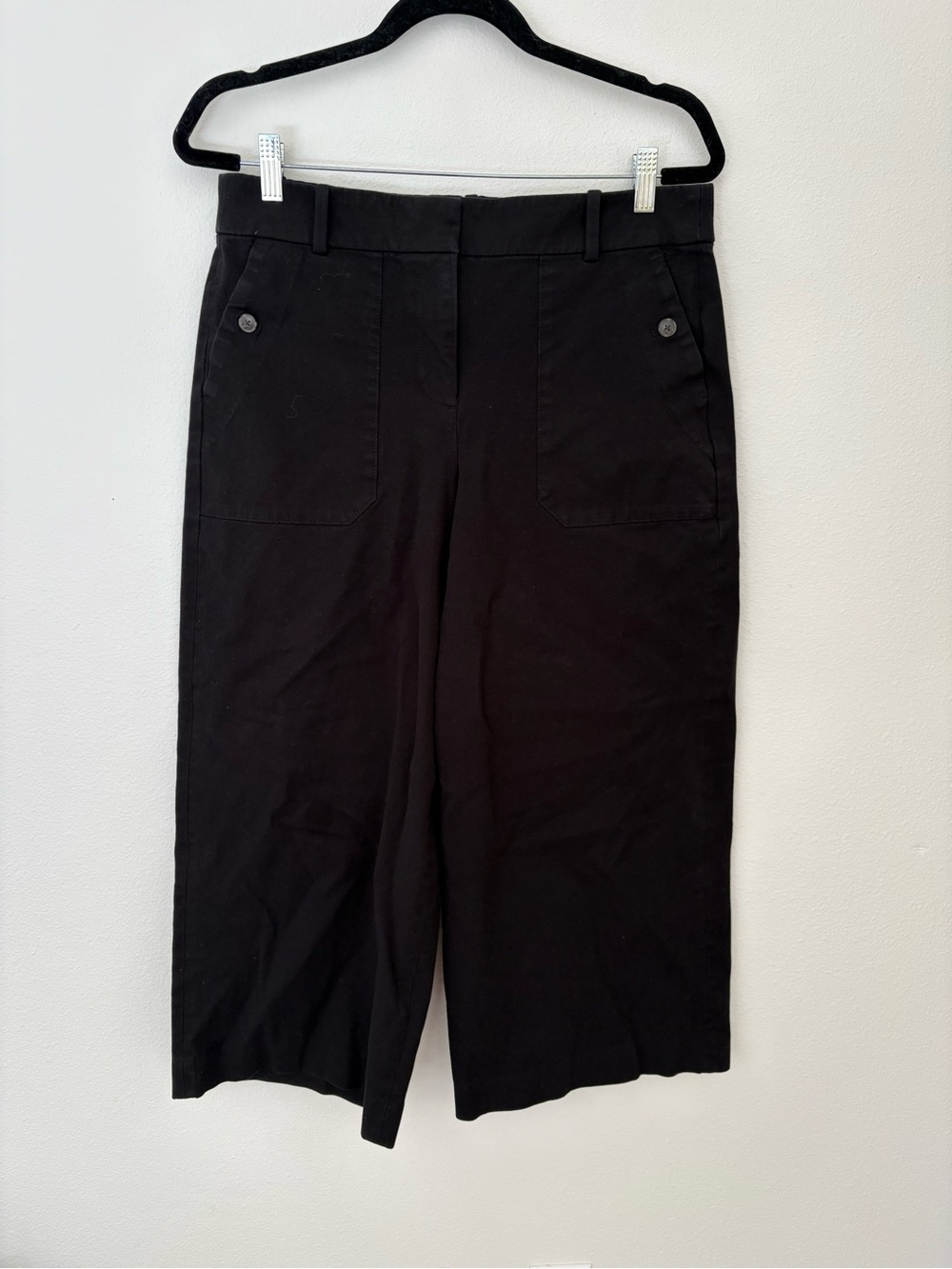 J Crew Mid Rise Black Wide-Leg Crop Stretch Pants Women’s 12